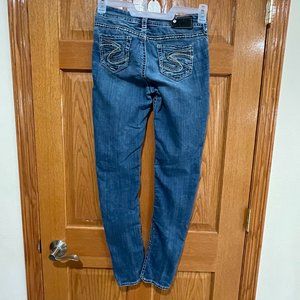 SILVER JEANS SUKI Skinny Women's 26 x 31 Blue Denim Jeans Thick Stitch